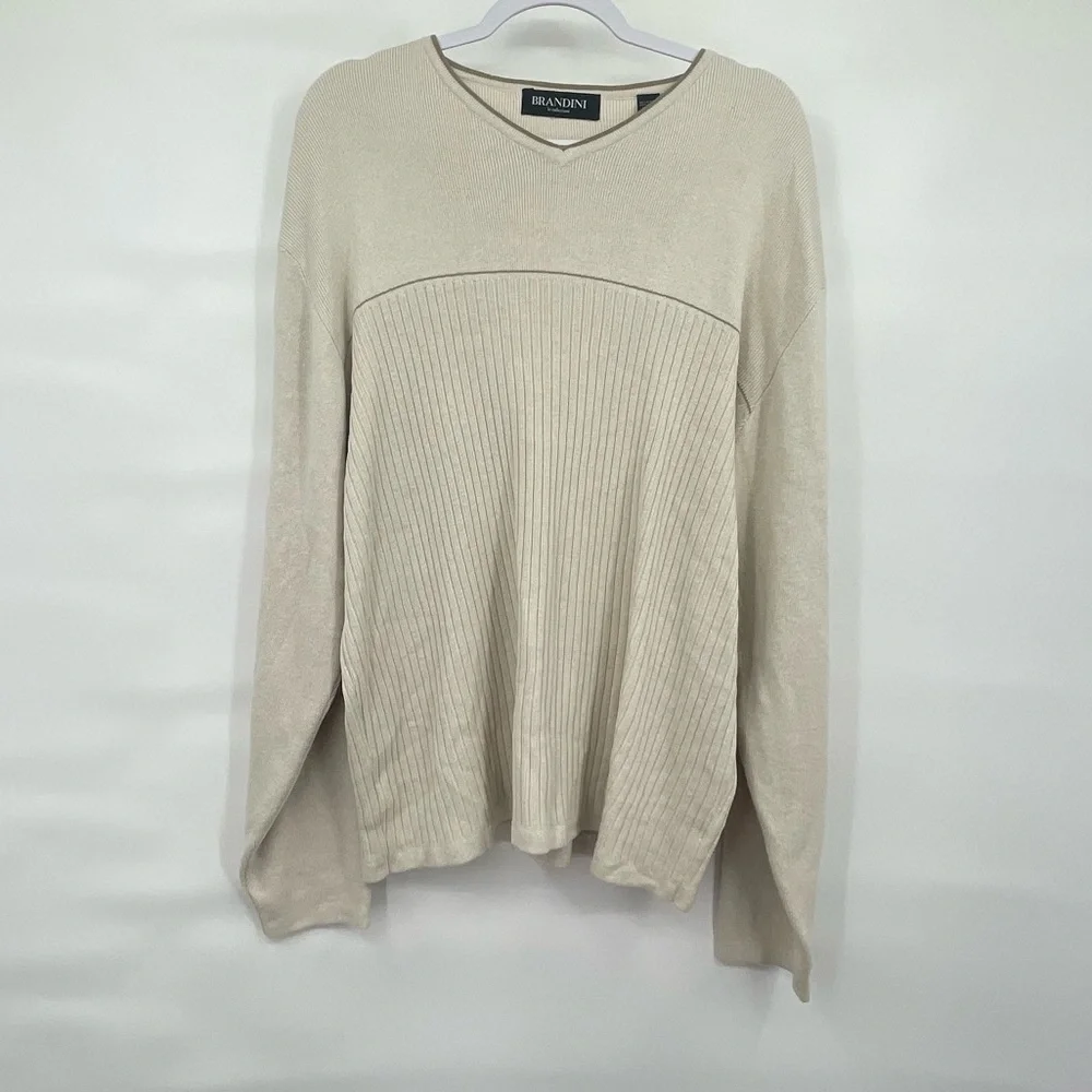 Vintage Brandini 90s boy band v neck cream sweater